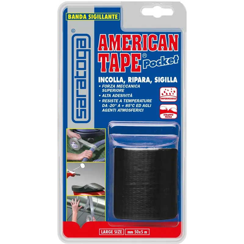 Nastro sigillante Saratoga American Tape 50 mm x 5 m nero Alleen Vandaag