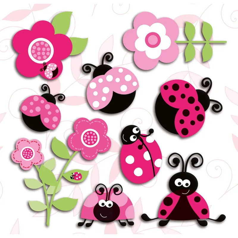 Adesivo decorativo per parete 3D Pink Ladybugs 31x31 cm Alleen Vandaag