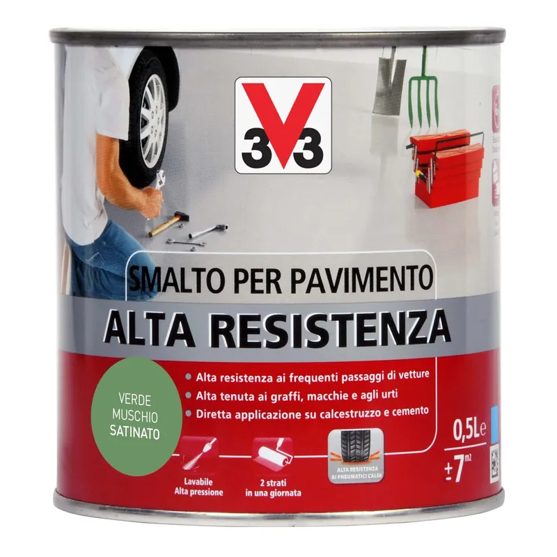 Smalto per Pavimenti Alta Resistenza Verde muschio 0,5 l Lage Prijs