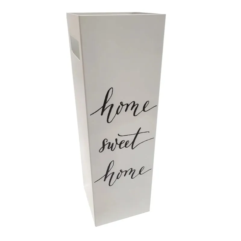 Portaombrelli quadrato in metallo Home sweet home 15,5x15,5x49 cm bianco Exclusieve Aanbieding