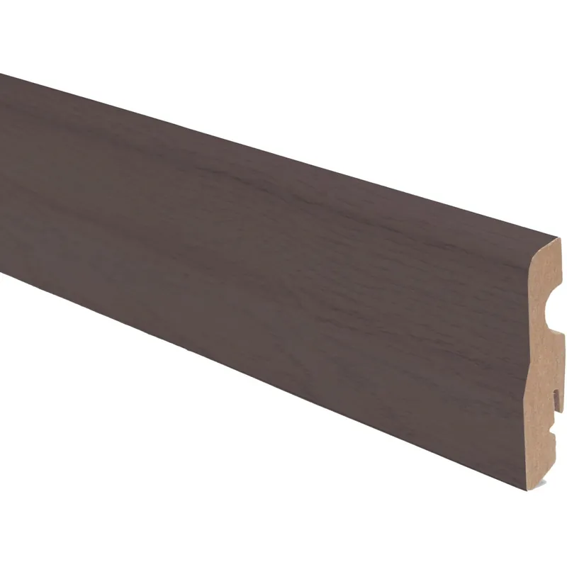 Battiscopa in MDF con passacavo rivestito rovere scuro H 7 cm Dagaanbieding