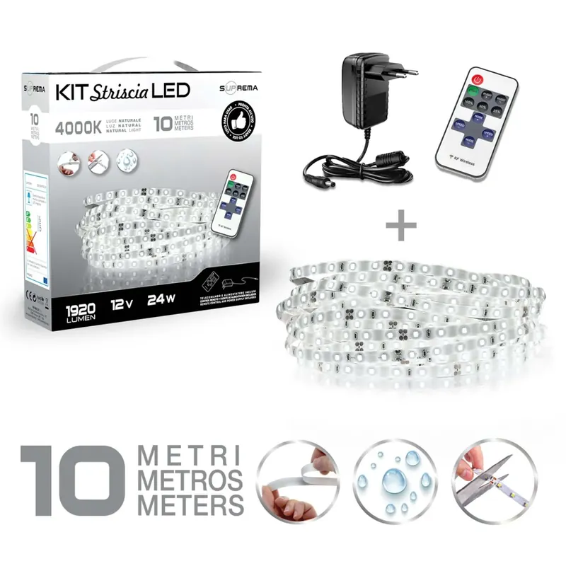 Striscia LED SMD 12 V 10 m 4000K 24 W 600 Led 1920 lm Beperkte Voorraad