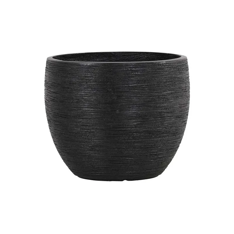 Vaso per piante rotondo in GRC 24x24x20 cm nero Laatste Versie