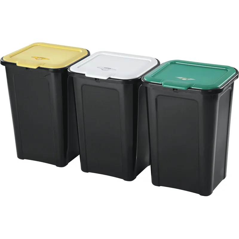 Merkproduct Pattumiera a 3 scomparti per raccolta differenziata Tontarelli 45 l nero