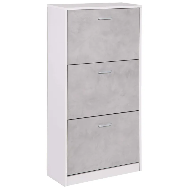 Scarpiera 3 ante in MDF 115x60x24 cm bianco e cemento Bestseller