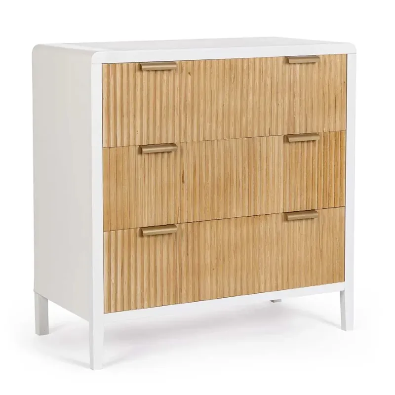 Gratis Retour Cassettiera 3 cassetti in legno Charley 80x40xH82 cm bia-naturale