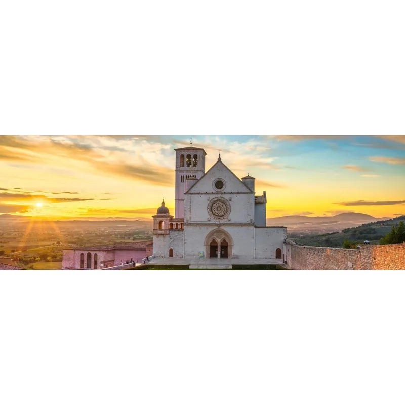 Canvas stampato su tela vista della Basilica di Assisi 40x120 cm Gereduceerde Prijs