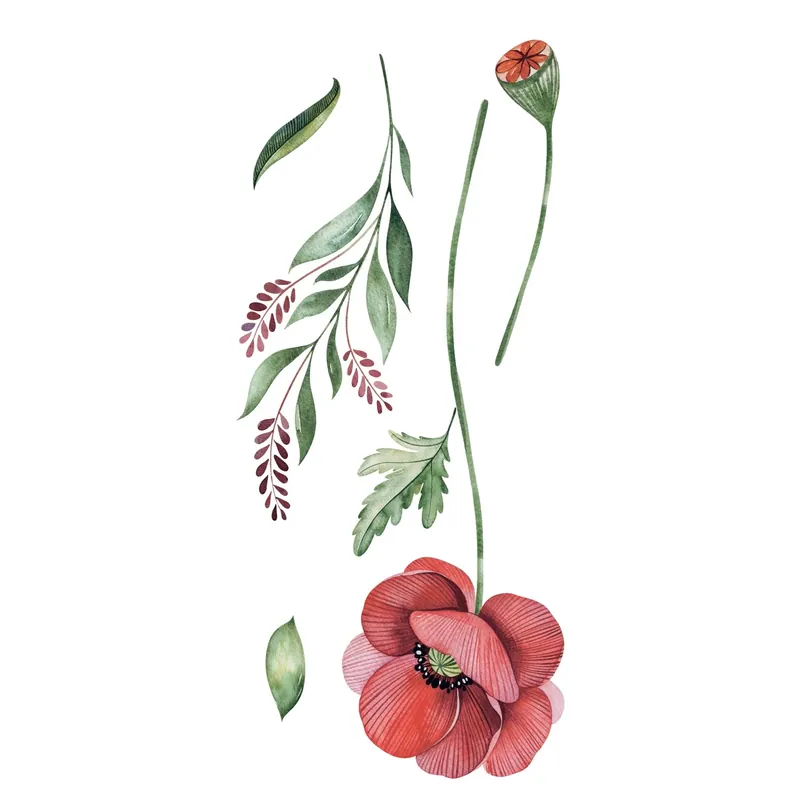 Sticker autoadesivo 2fg 15x31 cm poppies Uitverkoop