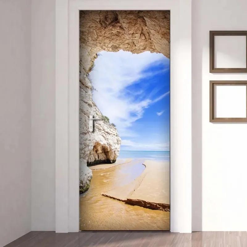 Betaalbaar Decorazione Autoadesiva per porta Beach Cave 210x83 cm