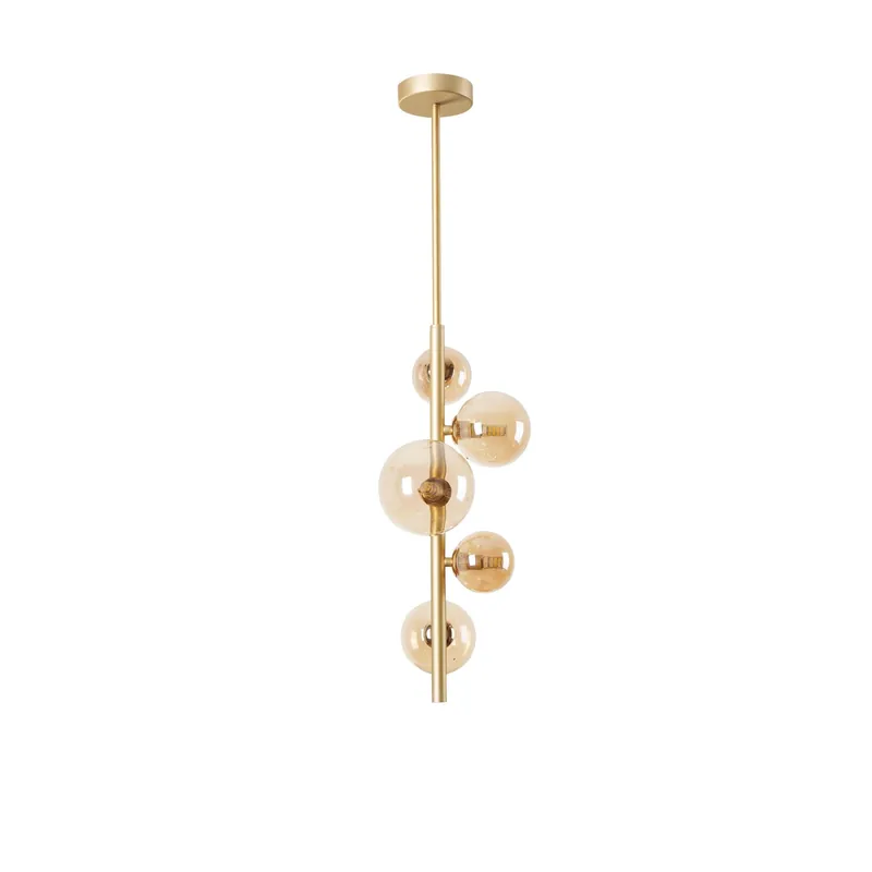 Lampadario a sospensione Fenix 5 luci G9 metallo oro e vetro miele 80,5x24,5 cm Superprijs