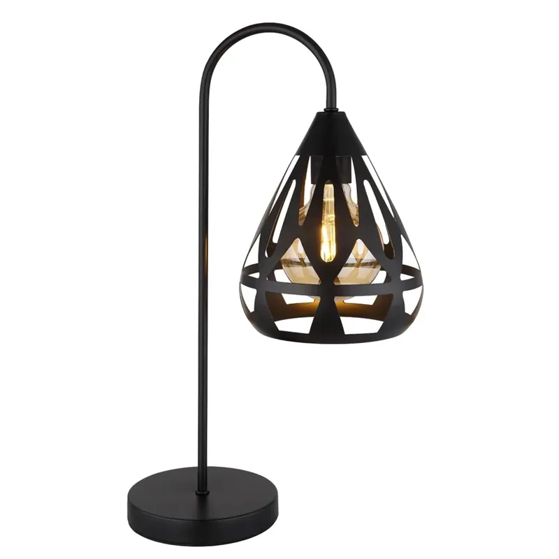 Actieprijs Lampada da tavolo Hassan 28x17x48 cm metallo nero satinato