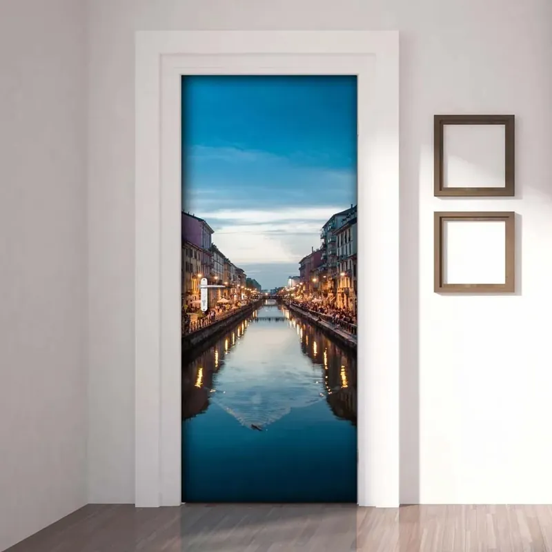 Decorazione Autoadesiva per porta Milan Naviglio 210x83 cm Actieprijs