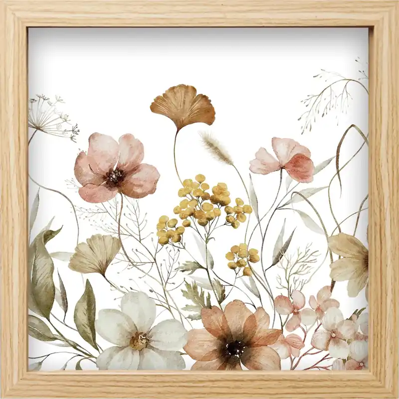Stampa Incorniciata Beige Field Flowers Premium