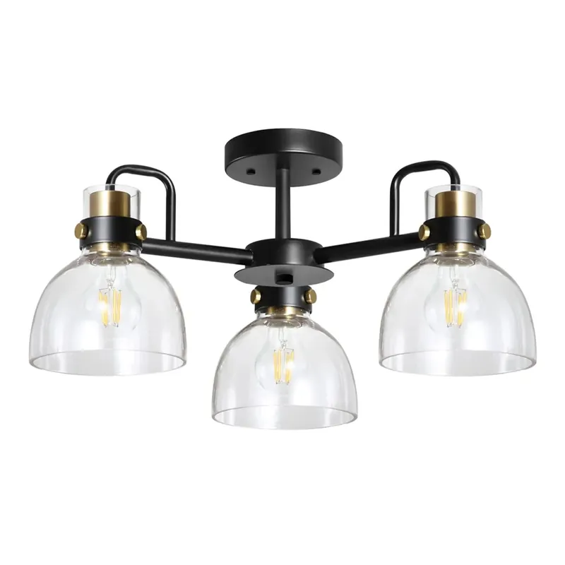 Betrouwbaar Plafoniera Maila 3 luci Ø 53 cm nero e trasparente