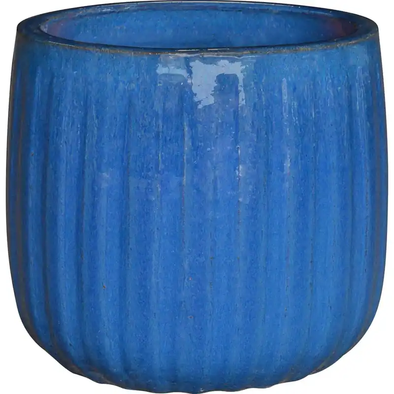 Vaso per piante in ceramica smaltata 23x21 cm blu Meest Verkocht