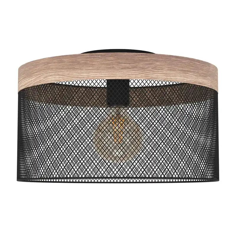 Plafoniera Eglo Kilnsdale Ø38xH24 cm acciaio legno nero marrone Beperkt Aanbod