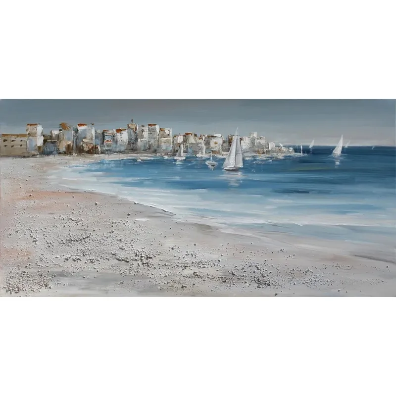 Dipinto su tela soggetto spiaggia 60 x 120 cm Snelle Levering
