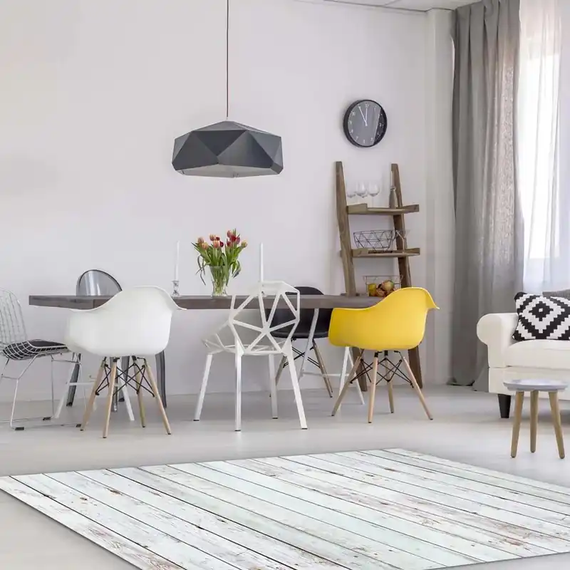 Tappeto in Vinile White Wood 150x150 cm Betaalbaar