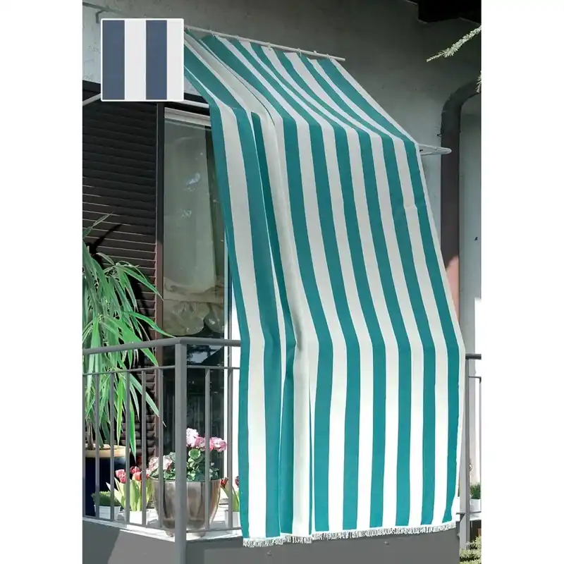 Tenda da sole a caduta verticale con anelli 145x300 cm blu rigato Laatste Versie