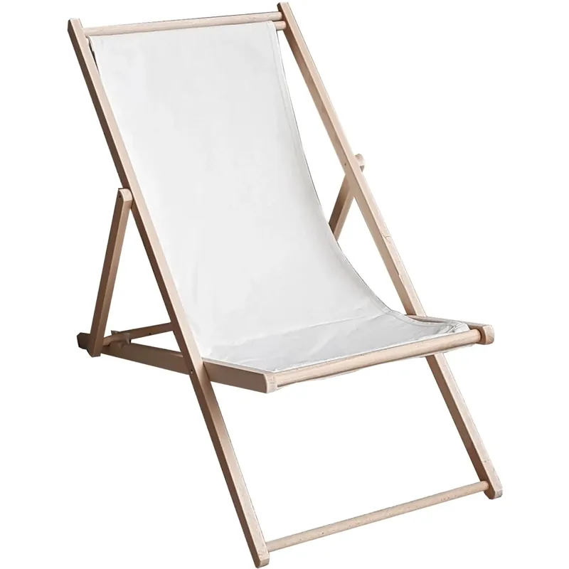 Sedia a sdraio pieghevole Promo Betty in legno e 100% cotone bianco Direct Beschikbaar