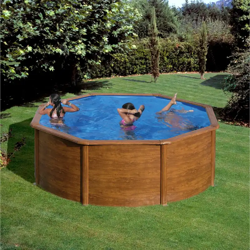 Piscina tonda decorazione legno Ø 350x120 cm con filtro a sabbia Shop Nu