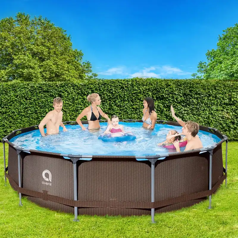 Hete Deal Piscina fuori terra tubolare tonda in pvc/acciao Jilong 427x84 cm