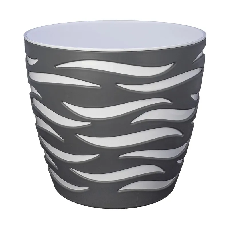 Vaso da interno Sahara Duo in plastica ø 23 cm grigio/bianco Alleen Vandaag