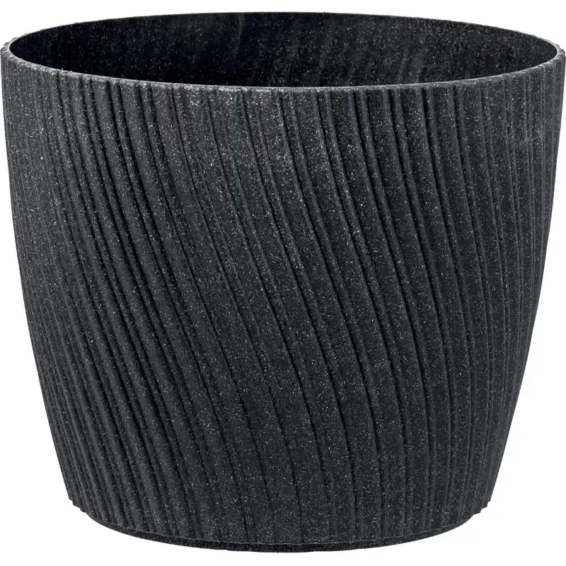 Vaso da interno Mika Eco Wood in plastica ø 19 cm antracite Laatste Versie