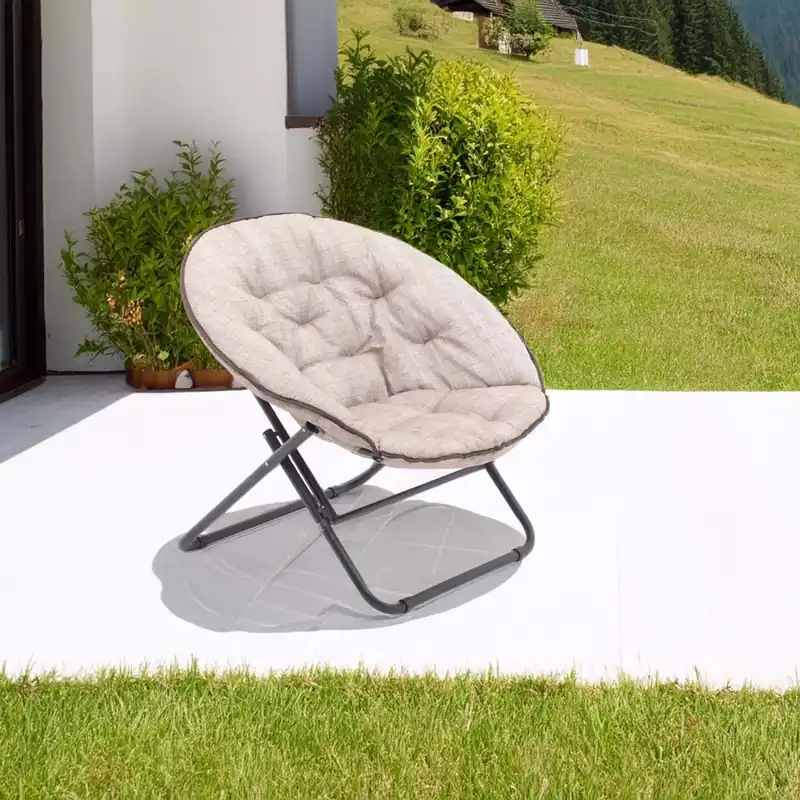 Poltrona da esterno relax pieghevole in ferro beige 82x80x73 cm Finale Uitverkoop