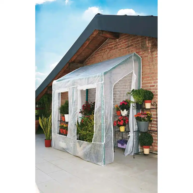 Nieuw Serra da giardino a parete in PVC e PE Lobelia 200x110xh210 cm
