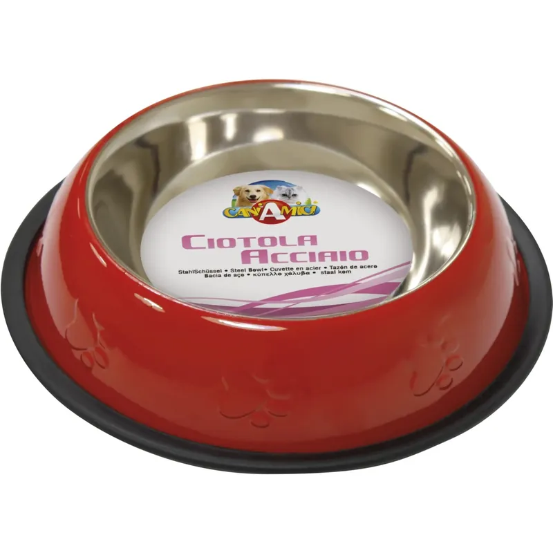 Seizoensaanbieding Ciotola per cani in acciaio 23 cm rosso