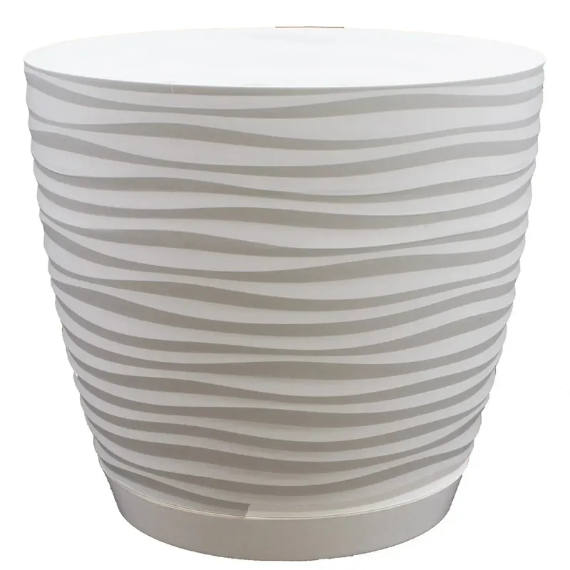 Vaso per piante Sahara in plastica con sottovaso ø 13 cm bianco Seizoensaanbieding