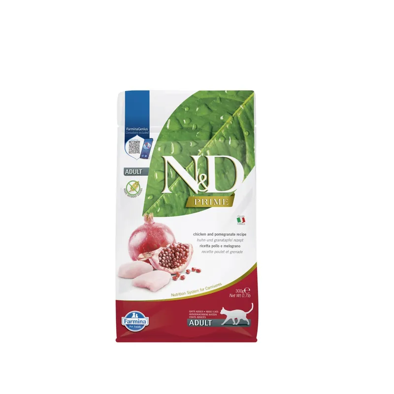 Gecertificeerd Pollo e melograno per gatti adulti N&D Prime 300 g
