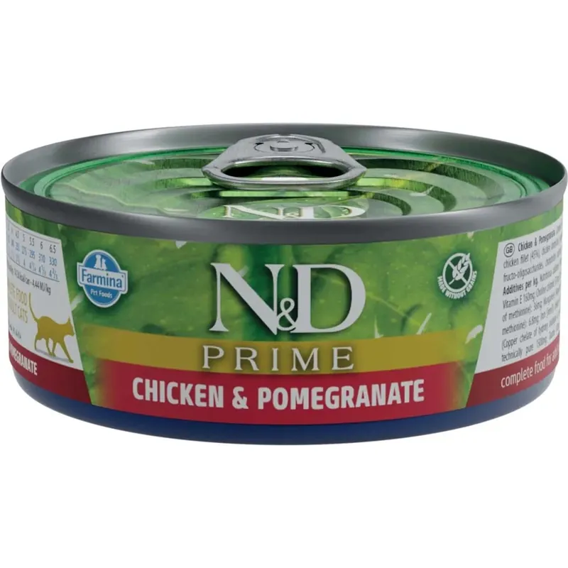 Cibo umido per gatti N&D pollo e melograno lattina 70 g Betaalbaar
