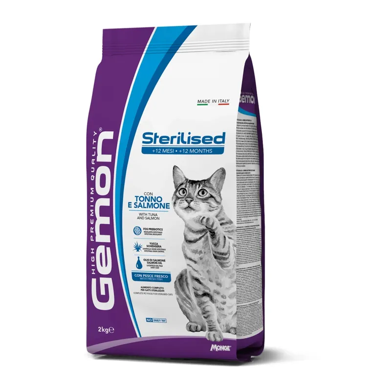 Nu Kopen Croccantini per gatti sterilizzati Monge Gemon tonno e salmone 2 kg