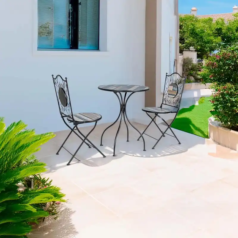 Tavolino e sedie da giardino set Huston in acciaio 2 posti Nu Kopen