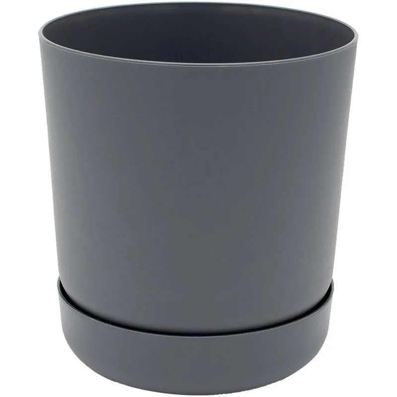Vaso per piante Santina in palstica con sottovaso ø 19 cm antracite Lage Kosten