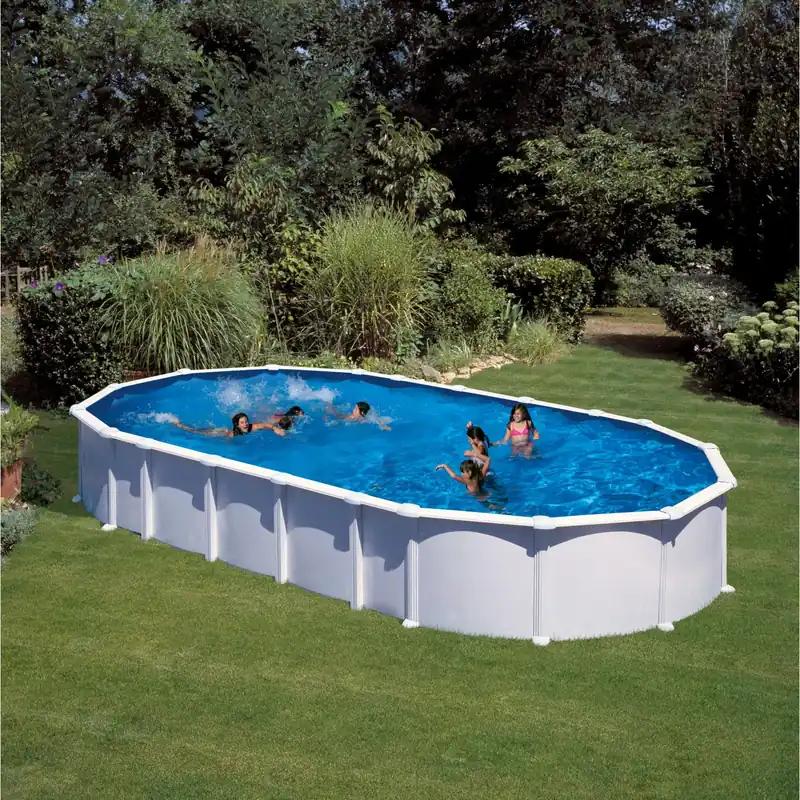 Piscina in acciaio fuori terra Haiti 915x470x132 cm Omega-System ovale bianco Hete Deal