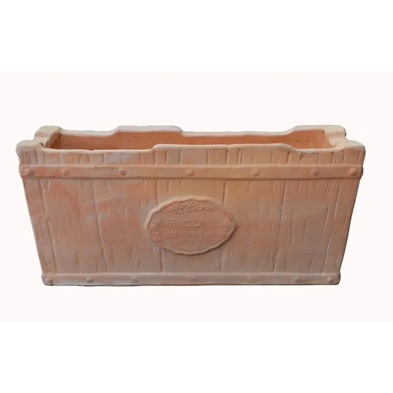 Vaso terracotta rettangolare "Welcome" 49x22x51 cm Laatste Versie