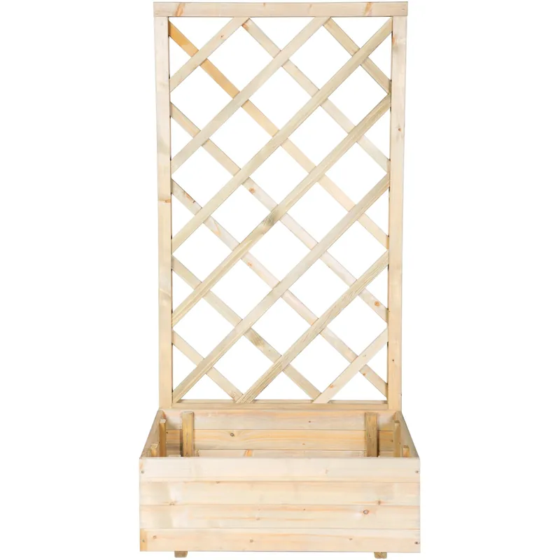 Fioriera da esterno con grigliato Basic in legno naturale 70x44x140 cm Must-Have