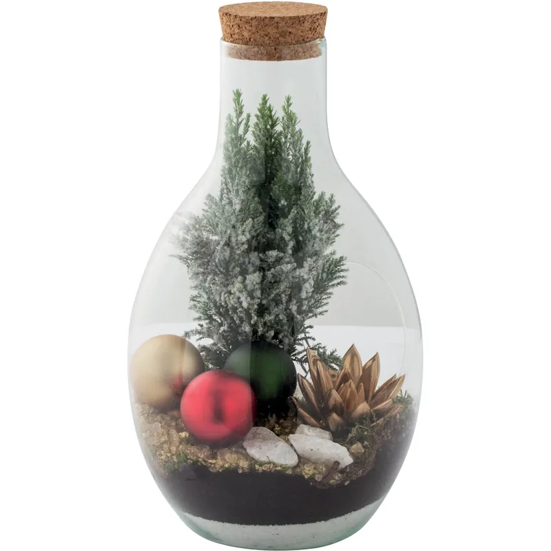 Composizione bottiglia grande in vetro con decorazioni Fabrieksprijs