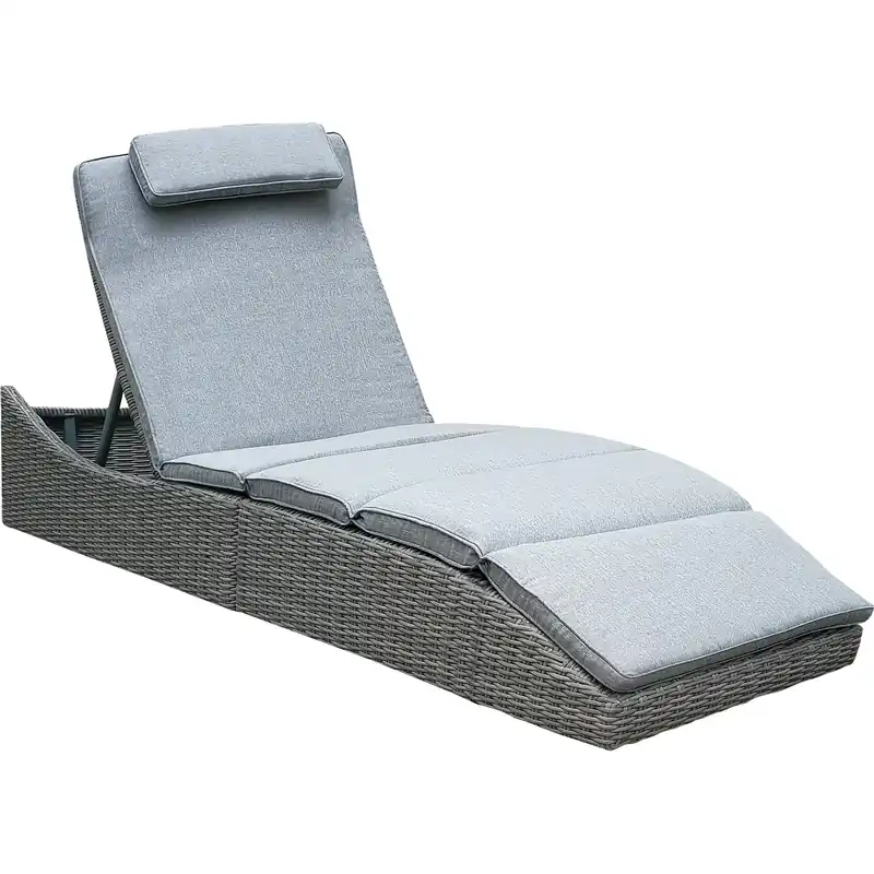 Speciale Aanbieding Lettino prendisole pieghevole e reclinabile in acciaio e wicker grigio