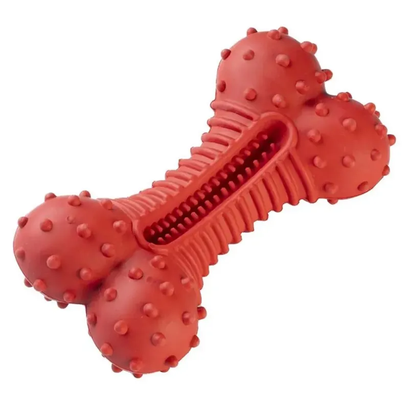 Koopje Gioco per cani GimDog Red Titan Curvy Bone
