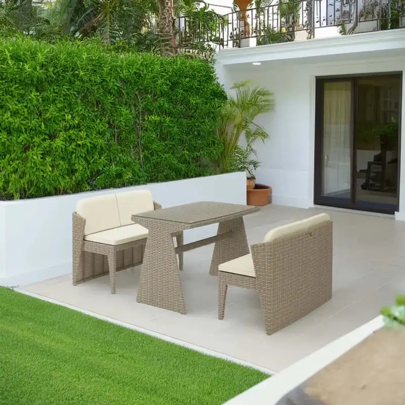 Salotto da giardino in acciaio e rattan marrone 4 posti Shop Nu