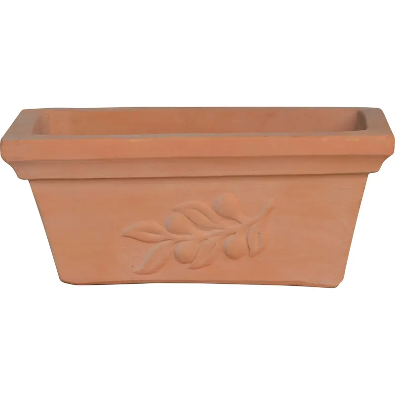 Fioriera con decoro oliva 33x15x14 cm terracotta Hete Deal
