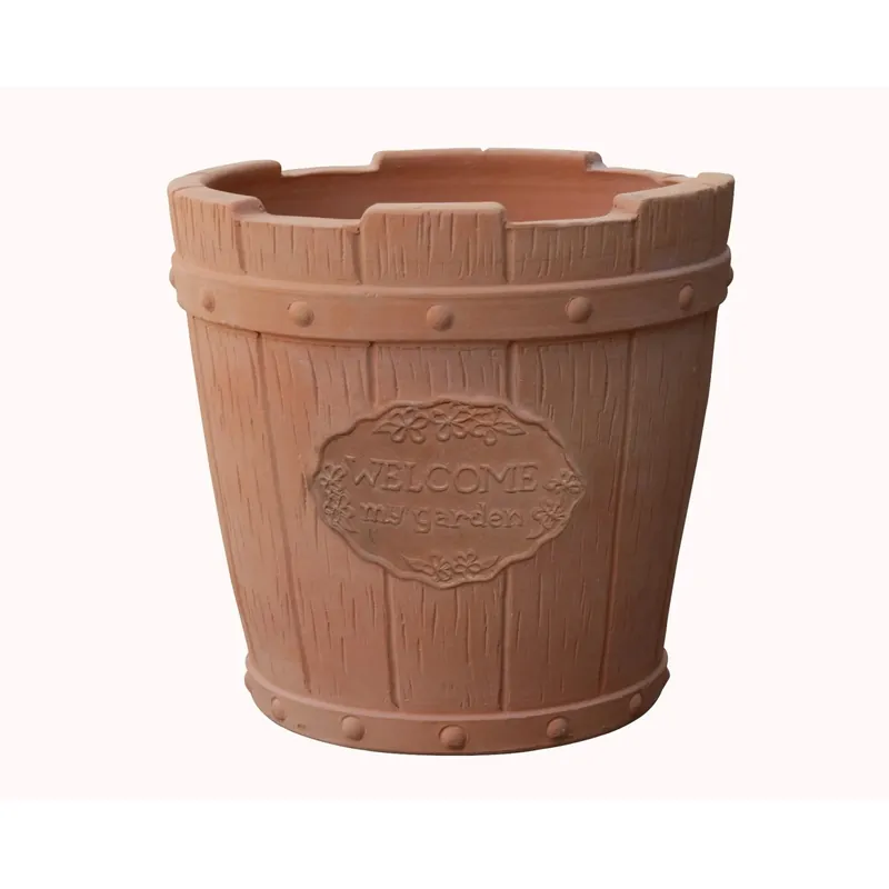 Merkproduct Vaso terracotta tondo "Welcome" 19x19x18 cm