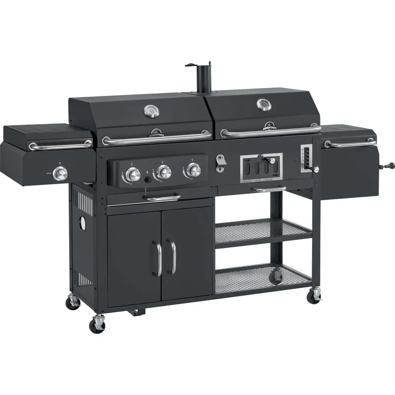 Gecertificeerd Barbecue a gas e carbonella Jamestown Drake nero con affumicatore