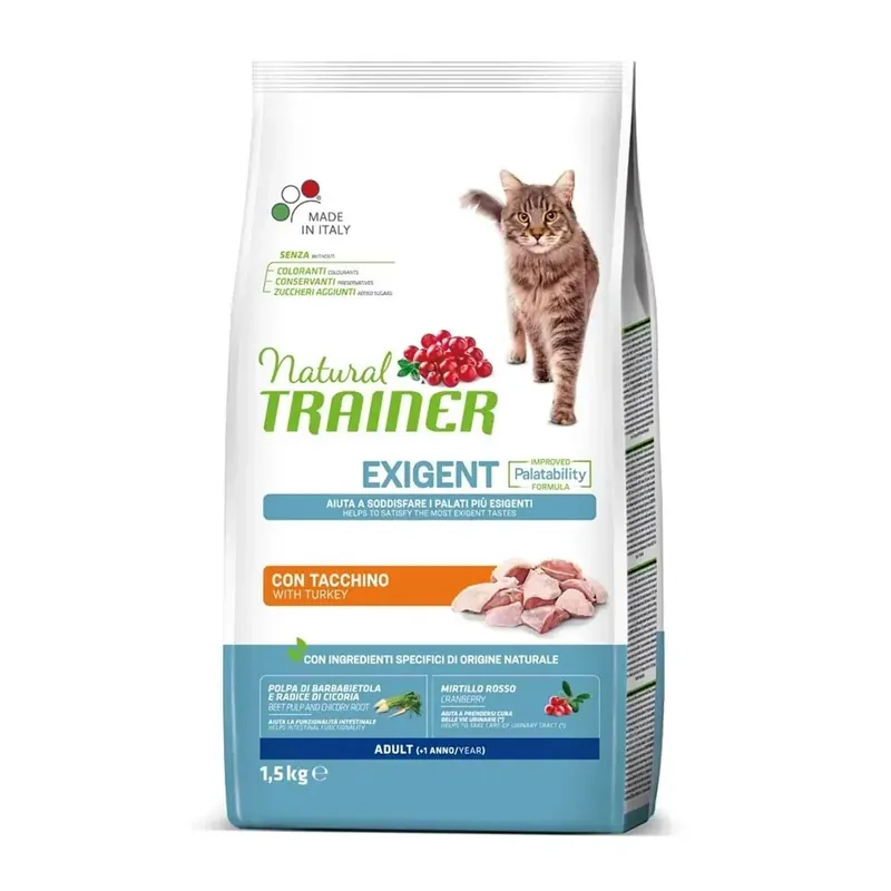 Croccantini per gatti Natural Trainer Exigent Tacchino 1,5 kg Favoriet