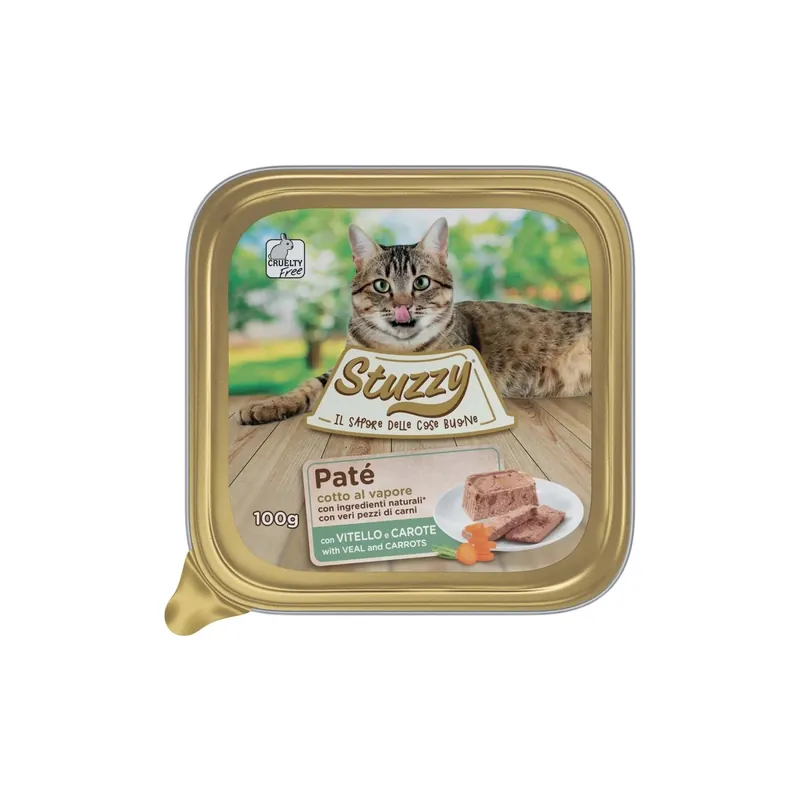 Cibo umido per gatti paté con vitello e carote 100 g Direct Verzonden