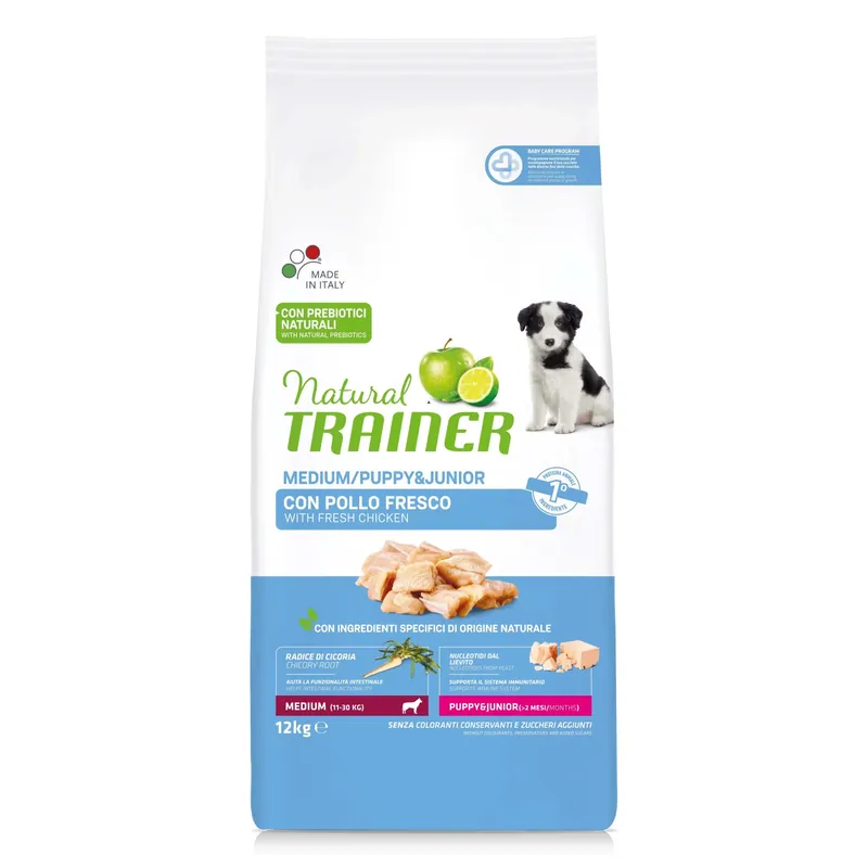 Lage Kosten Cibo secco per cani Natural Trainer puppy&junior medium pollo